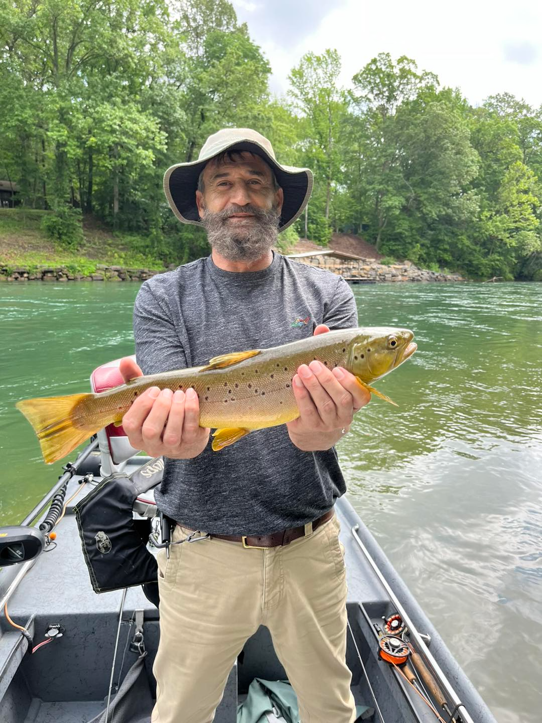 Angler fly fishing on Little Red River during six hour guided trip