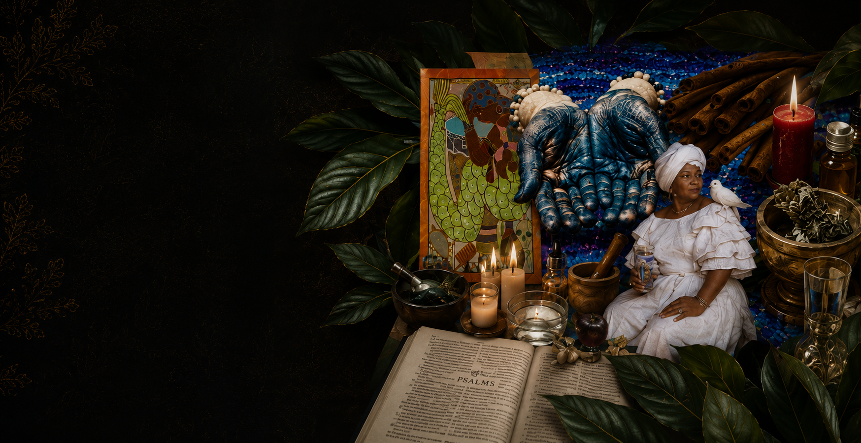 Sacred altar and ancestral imagery