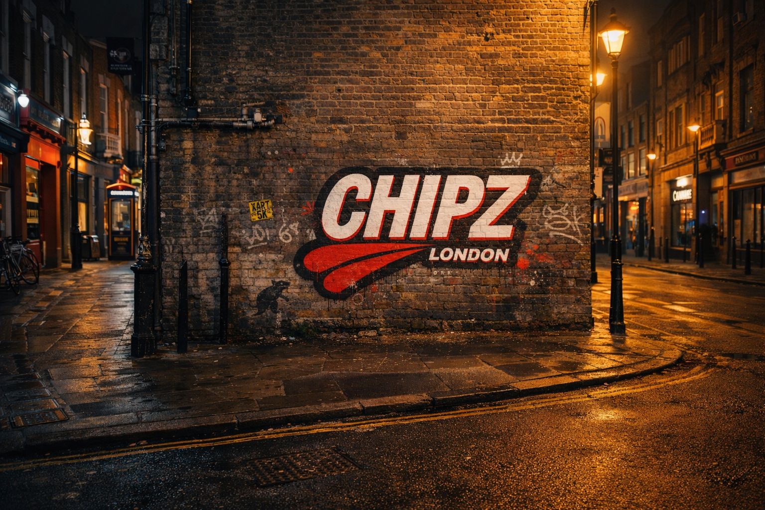 CHIPZ London logo graffiti on a brick wall inspired by London street culture
