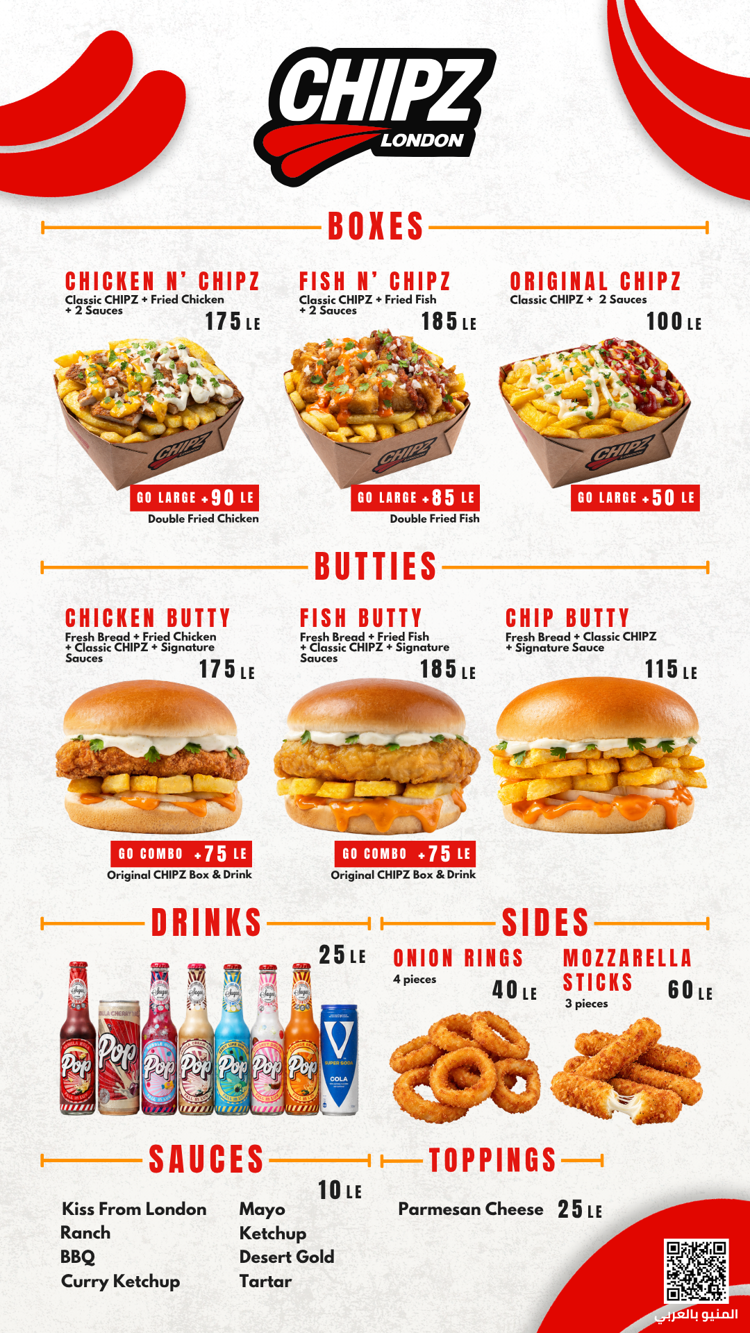 CHIPZ London full menu with prices