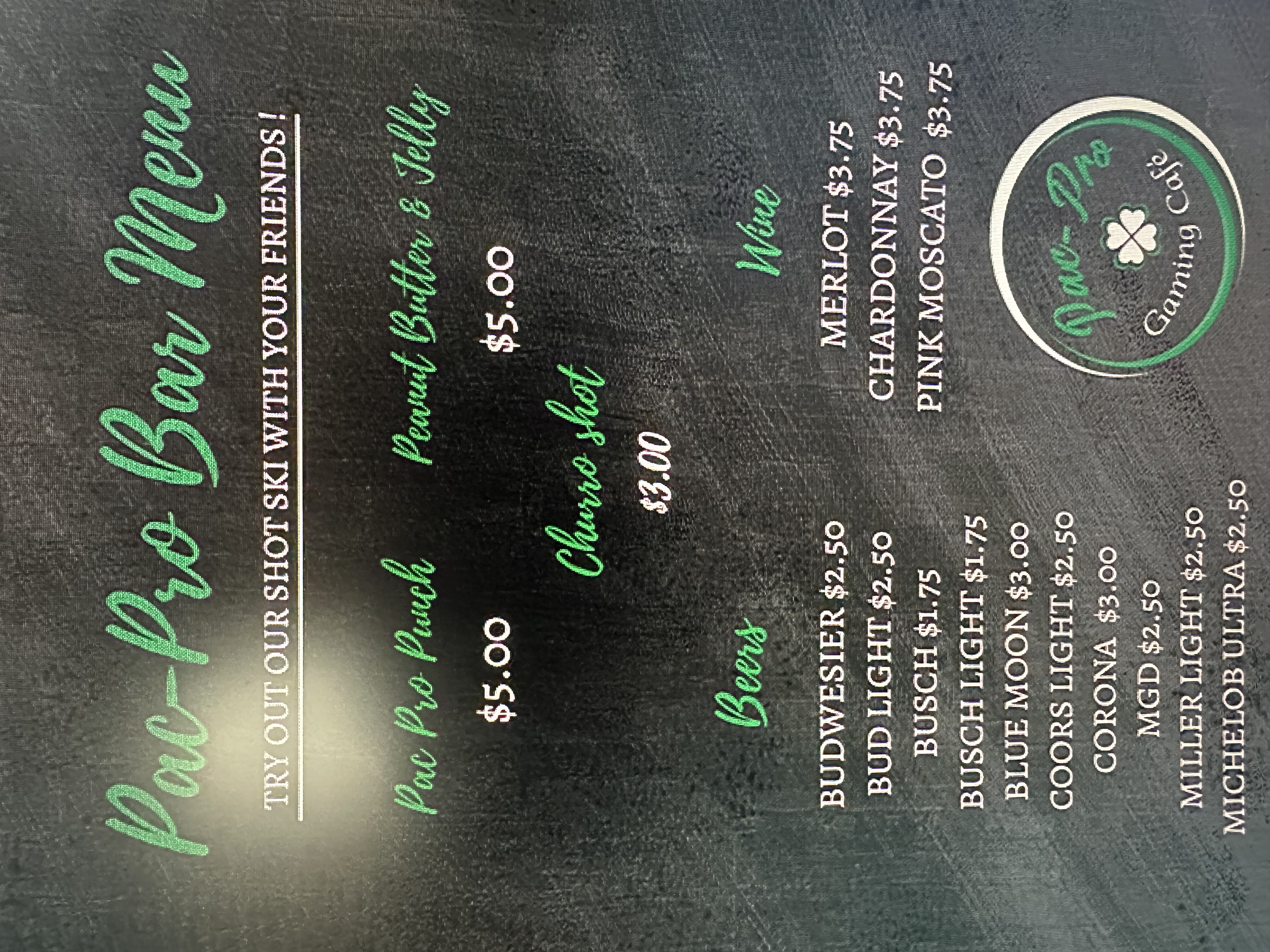 Pac Pro menu / flyer (photo 556)