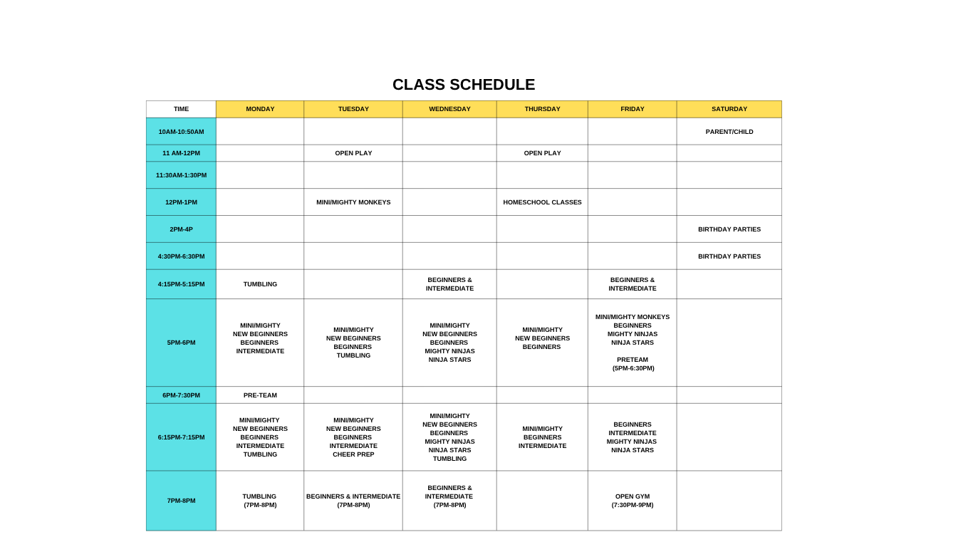 Class Schedule