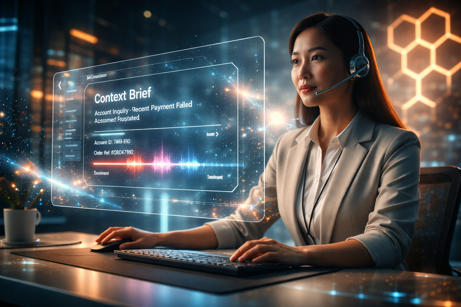 "AI Receptionist analyzing real-time enterprise data networks and neural visualizations for business growth." "AI Receptionist analyzing real-time enterprise data networks and neural visualizations for business growth."
