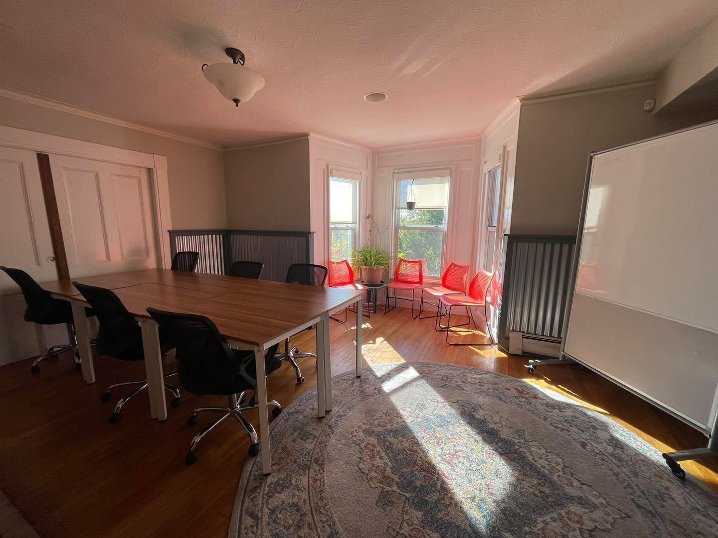 The community room set for an event