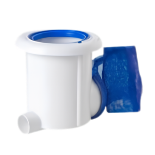 PoolSkim Standard - three-quarter studio view showing the blue rim and side mesh bag