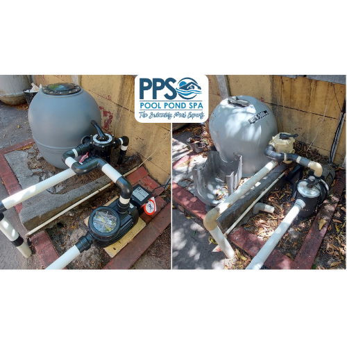 Before and after of a pool pump and filter upgrade by Pool Pond Spa in Bedfordview