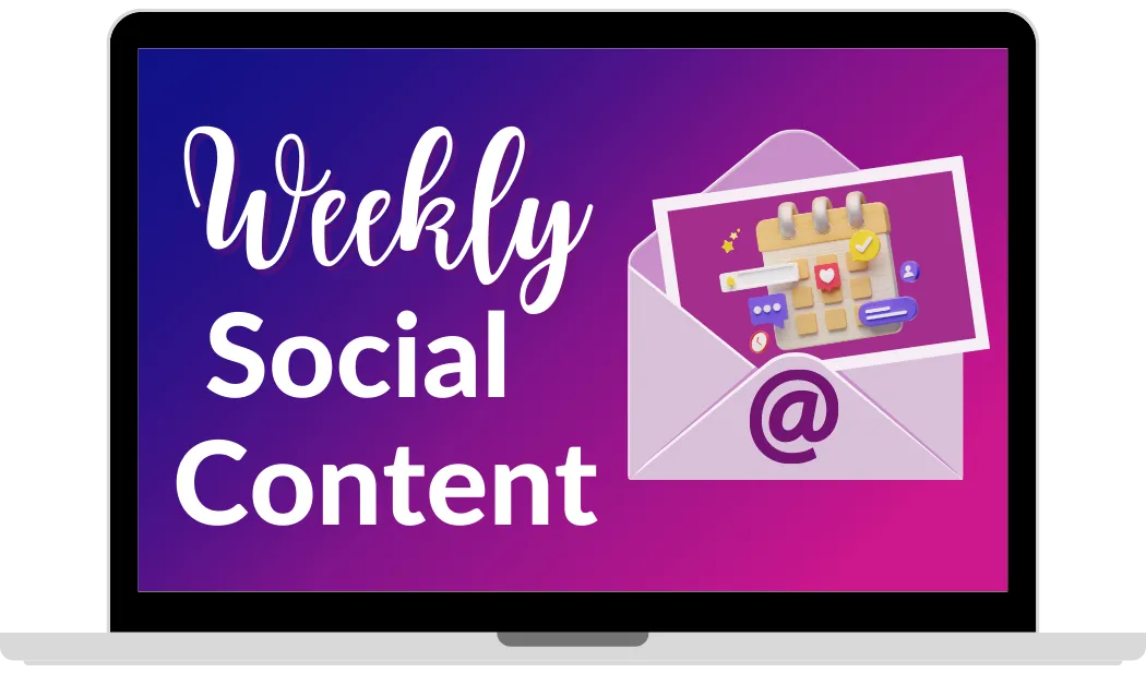 Weekly Social Content mockup on a laptop.