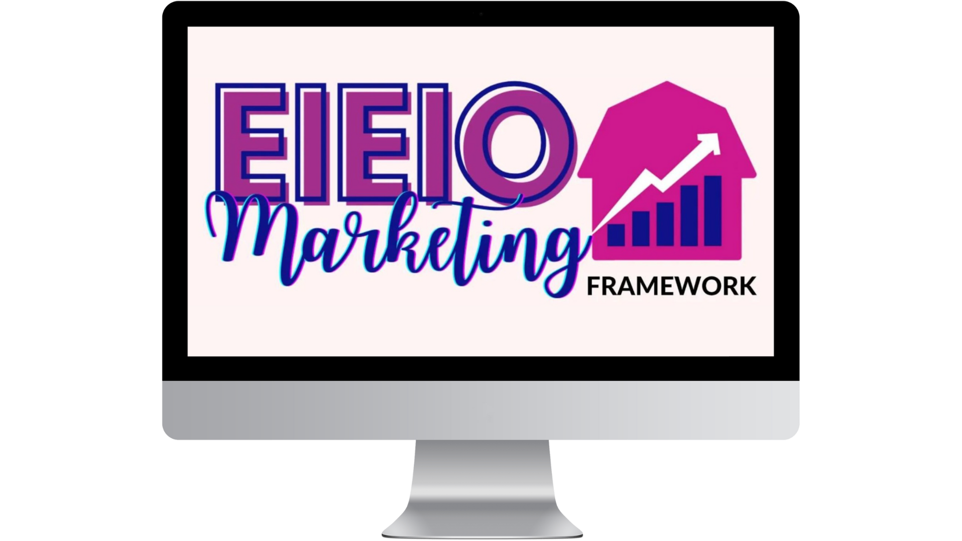 EIEIO Marketing Framework mockup on computer monitor