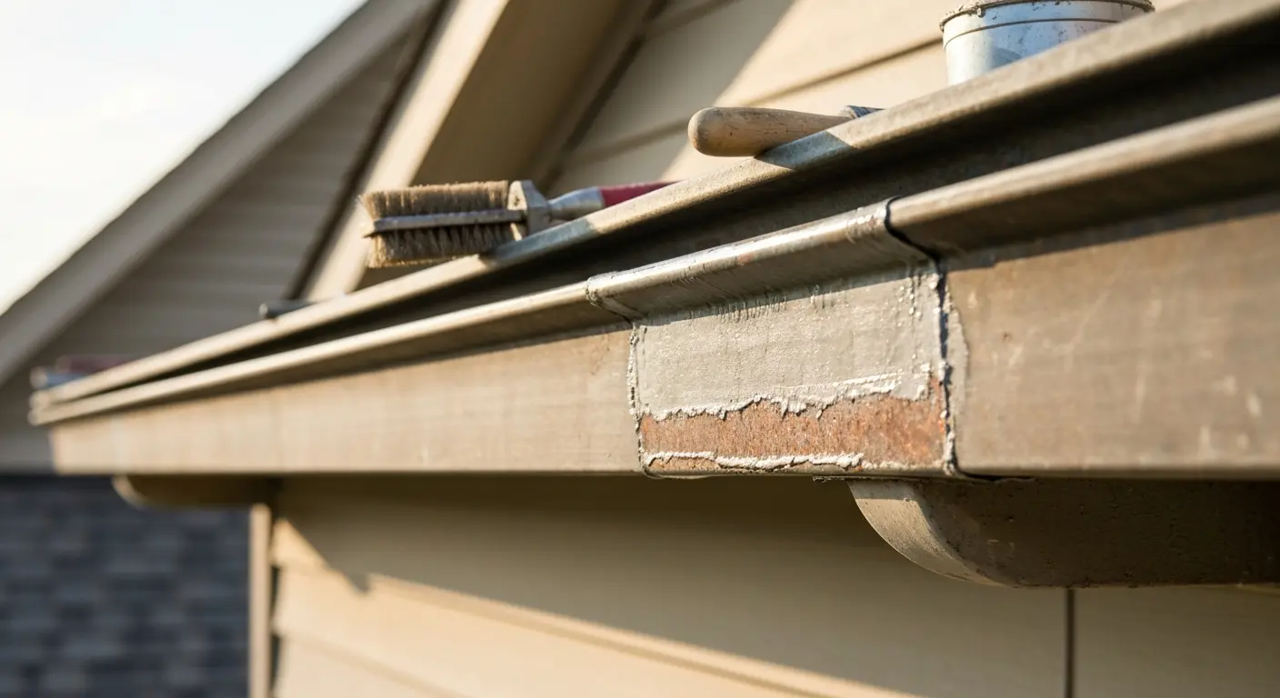 Rust repair patch on gutter