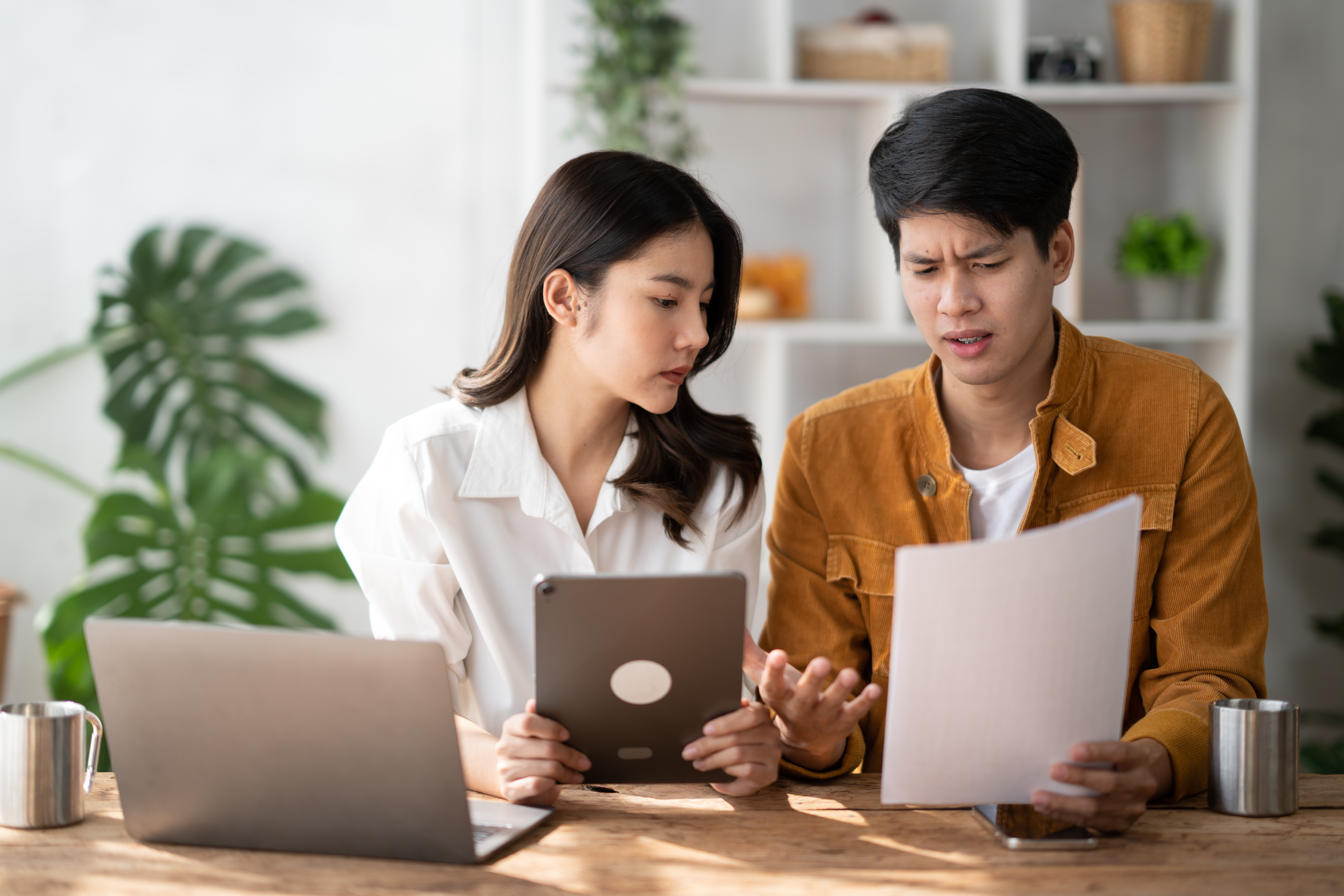 Couple shopping for insurance