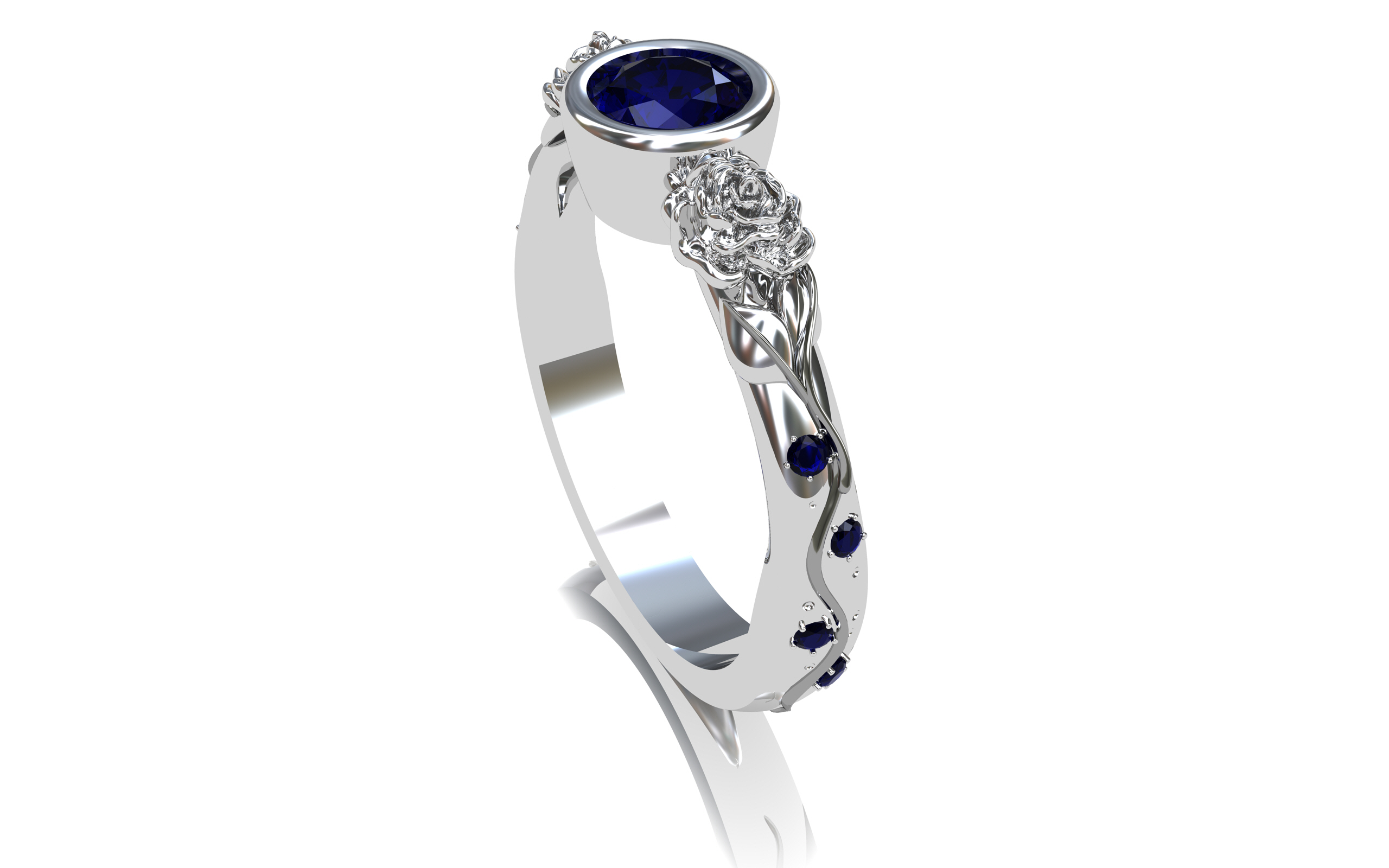 sapphire and rose engagement ring