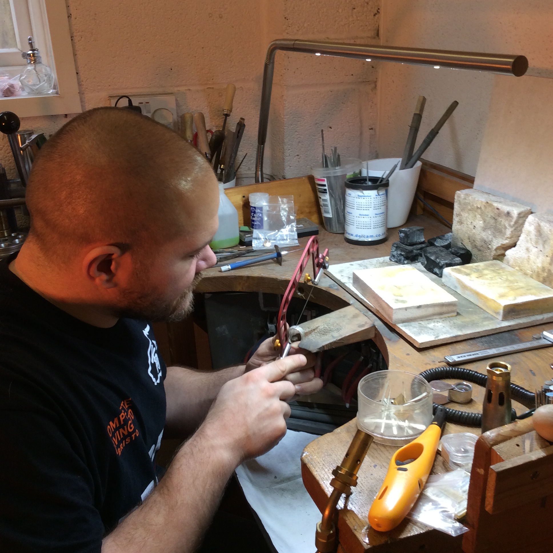 Our work space, the jewellers bench peg