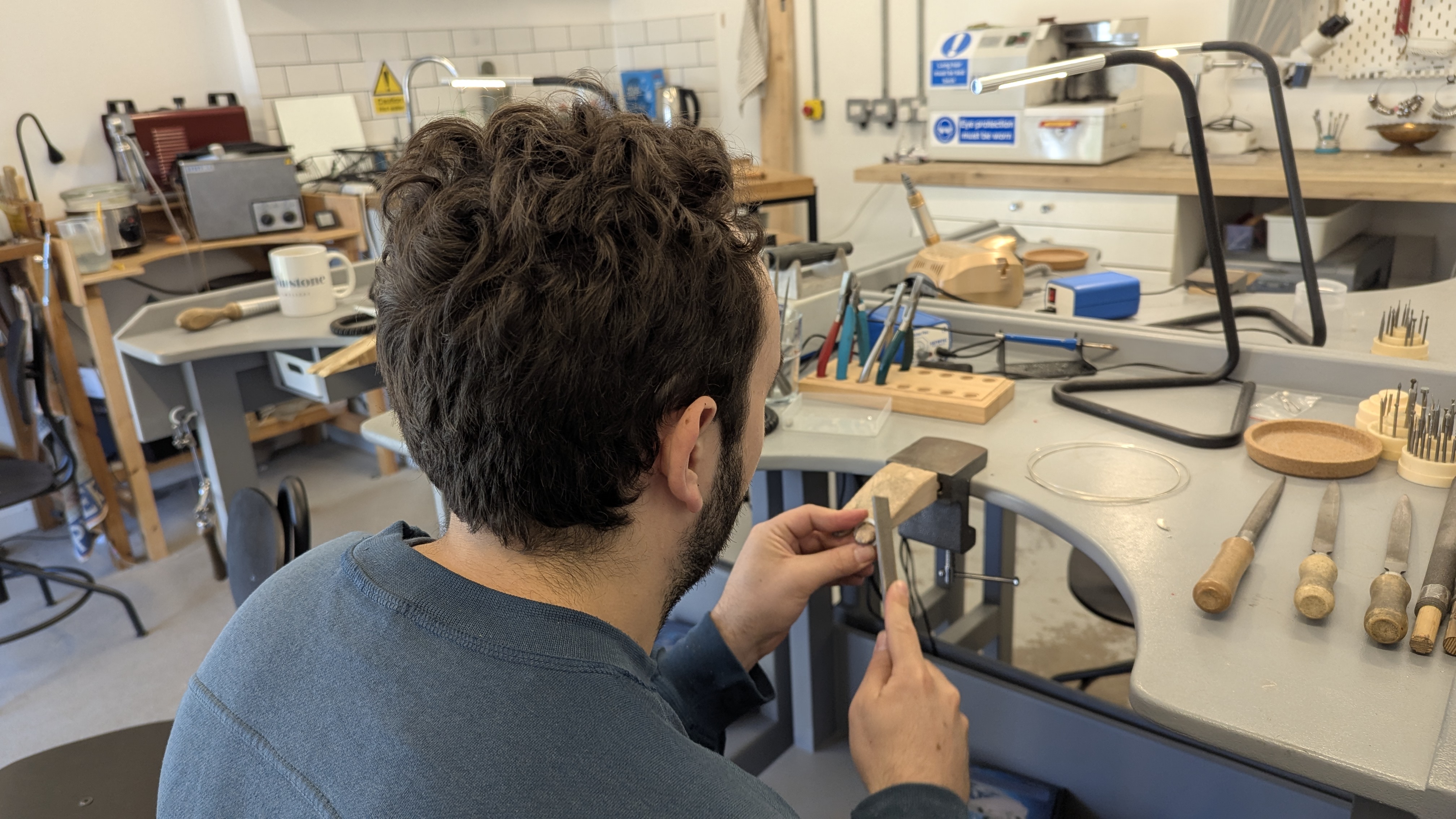 Shaping his engagement ring- Make Your Own Engagement Ring Workshop- Bristol