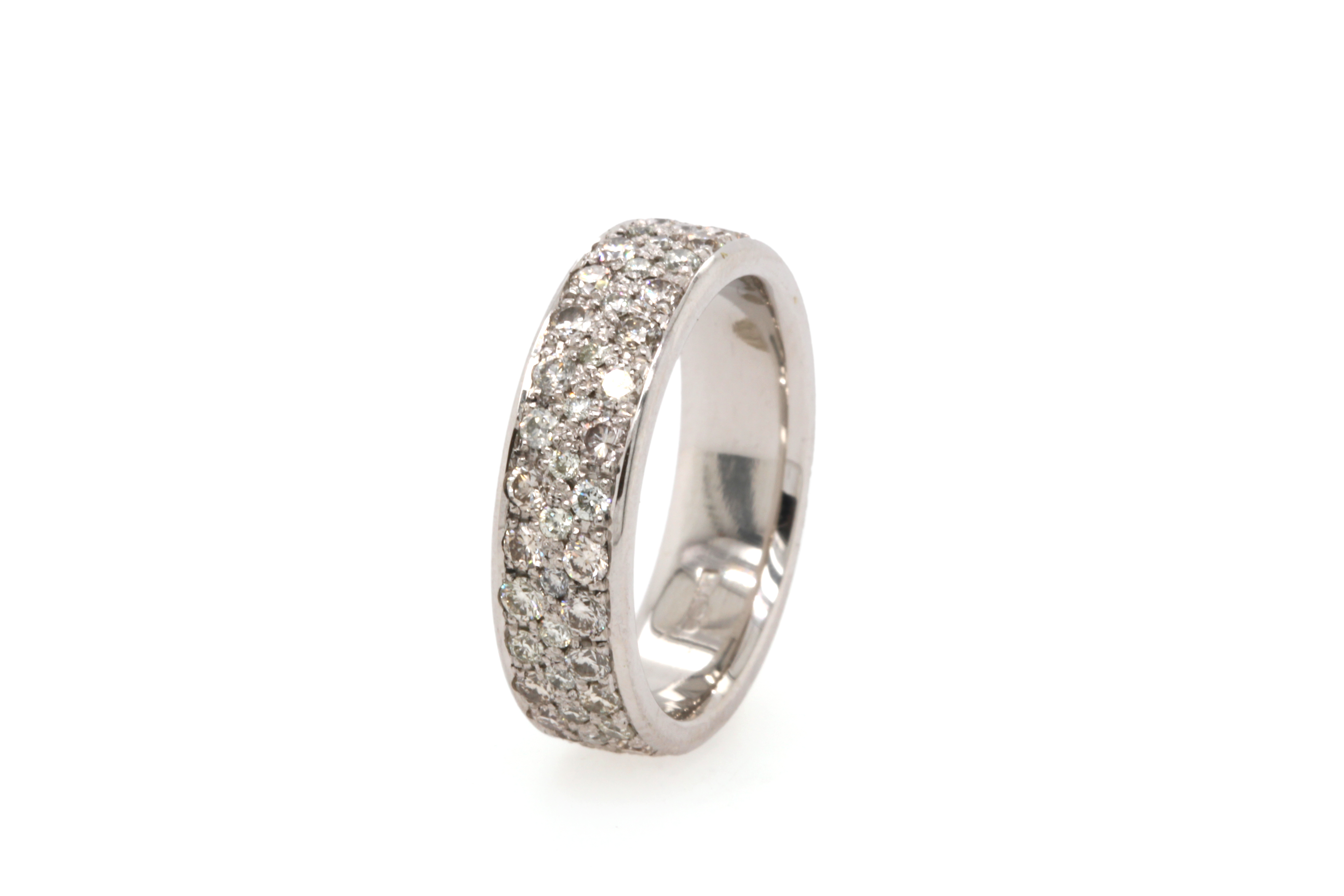 Platinum fully diamond set wedding band made by Aimee Winstone in Bristol