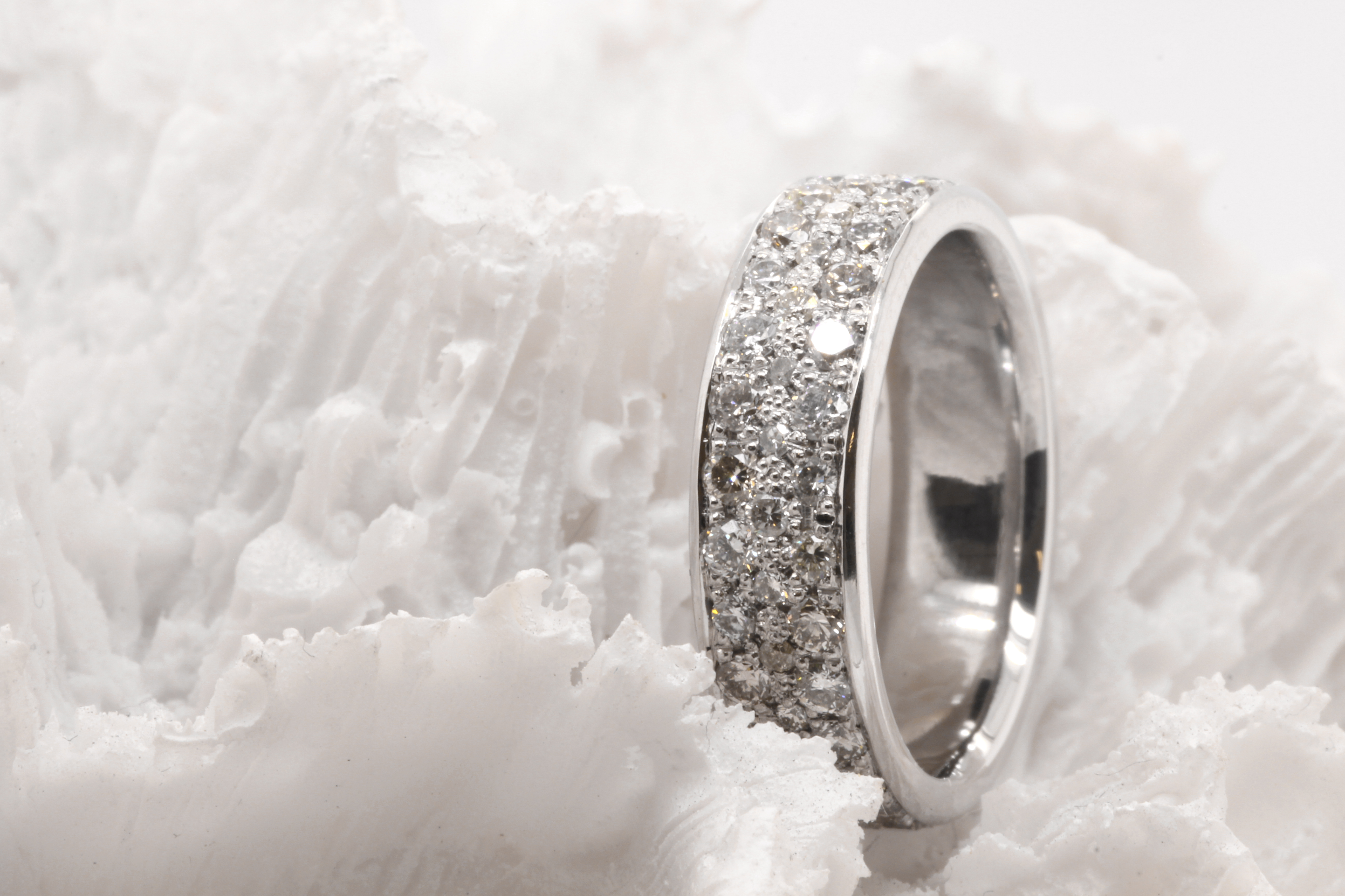 platinum pave set diamond wedding ring made by Aimee Winstone in Bristol