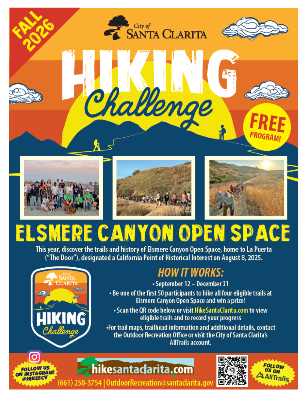 Official 2026 Elsmere Canyon Hiking Challenge poster