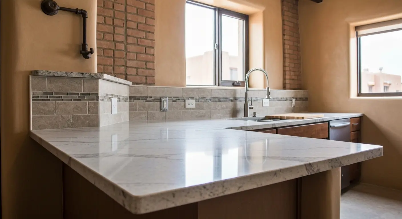 Quartz and granite countertops in downtown loft