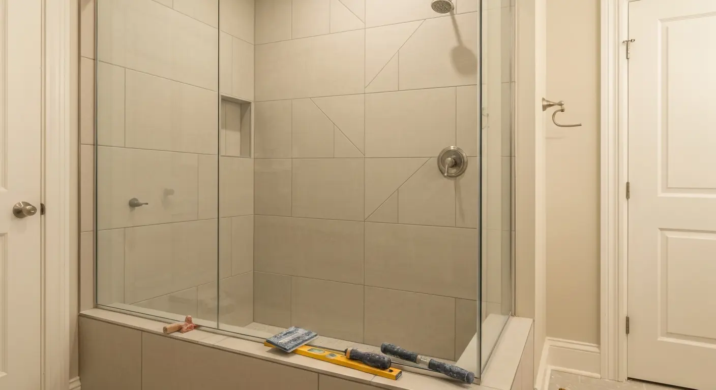 Walk-in tile shower
