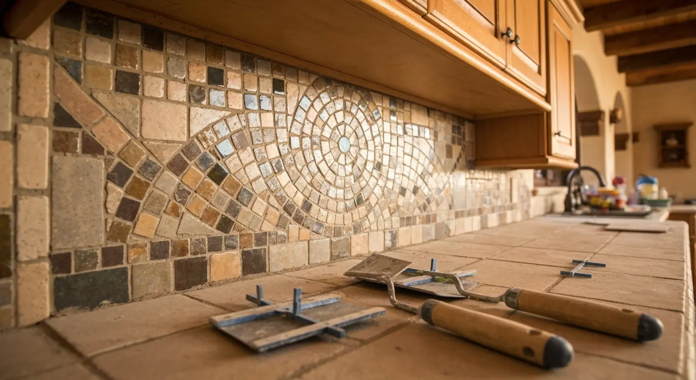 Mosaic tile backsplash