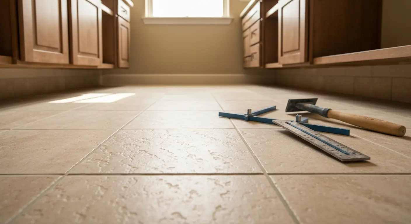 Porcelain tile bathroom floor