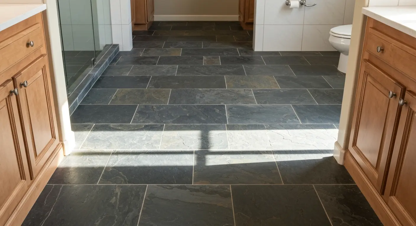 Natural stone bathroom floor
