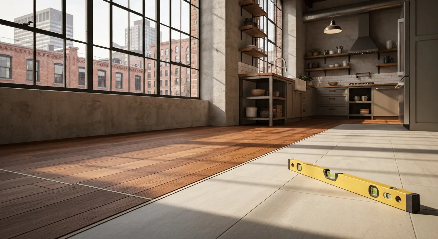 Kitchen flooring tile and wood downtown