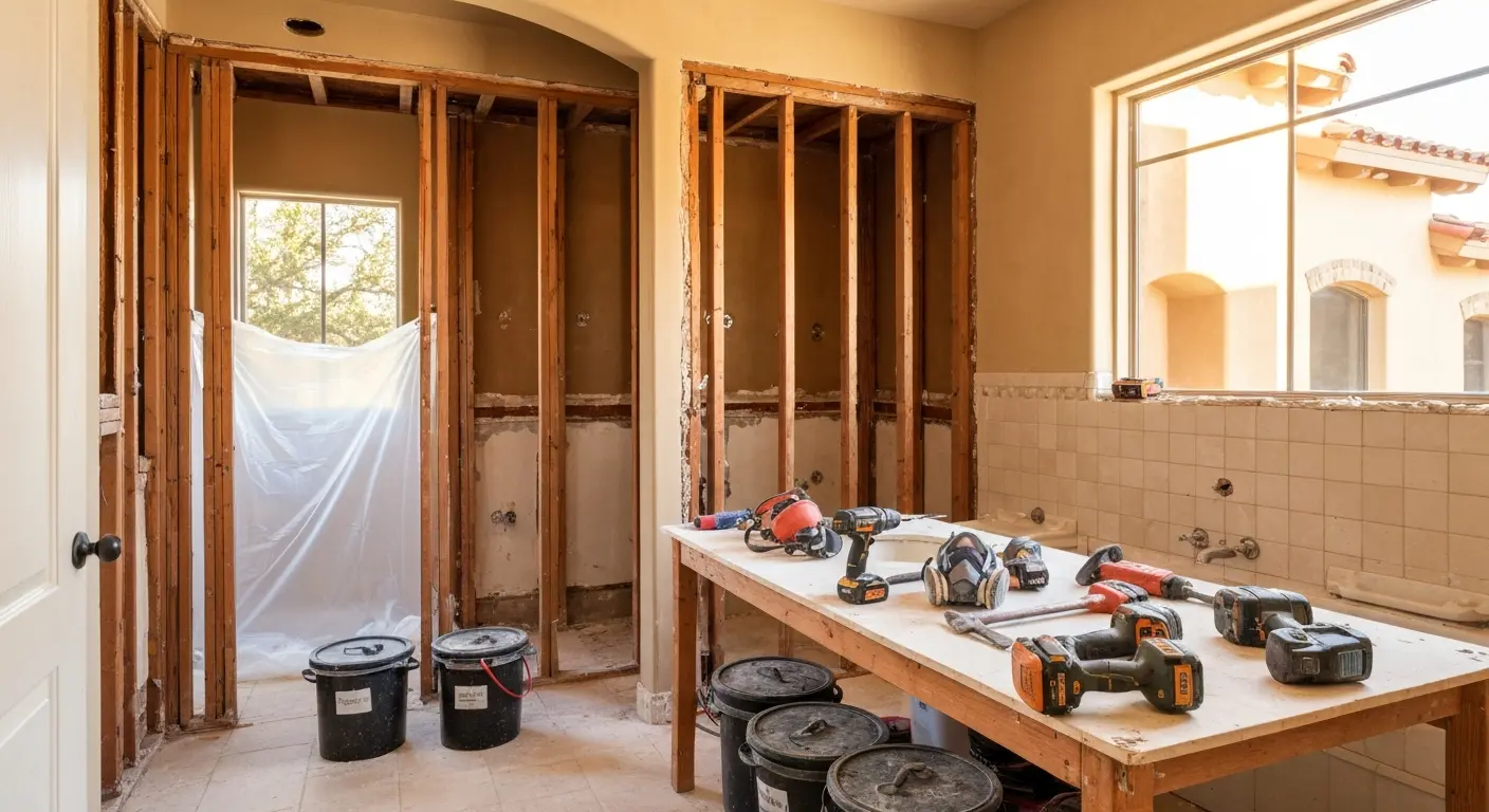 Hazmat-safe bathroom demolition in San Antonio