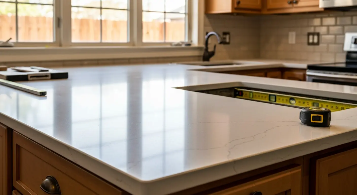 Quartz countertop installation