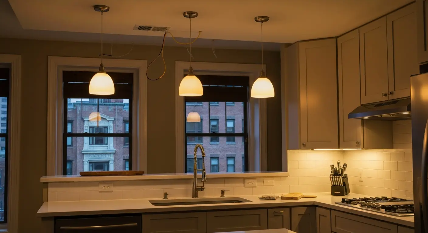 Under-cabinet and pendant lighting kitchen