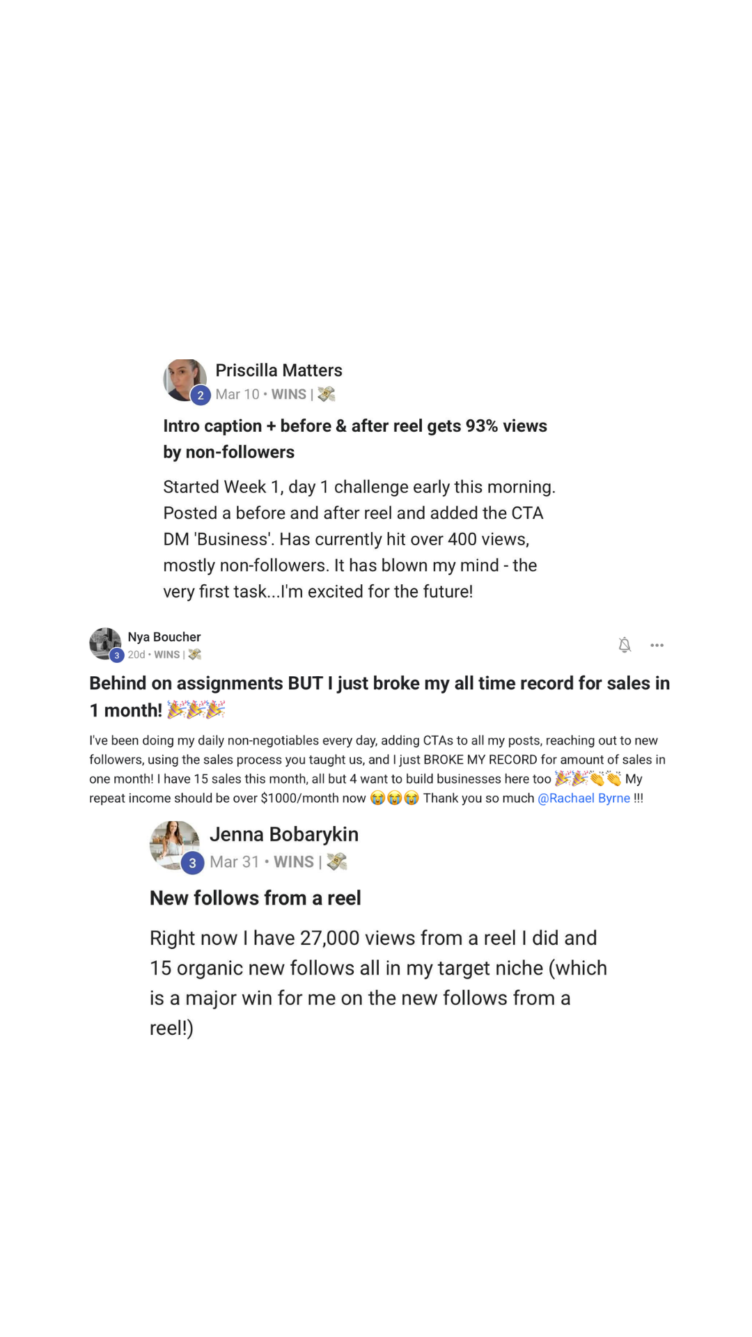 Client testimonials
