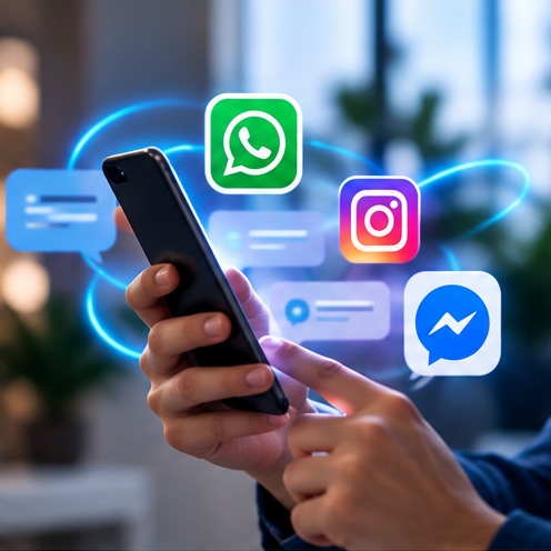 WhatsApp, Instagram y Messenger en un celular