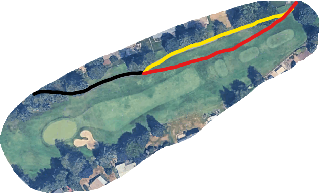 Golf cart path with marked sections for fall construction improvements