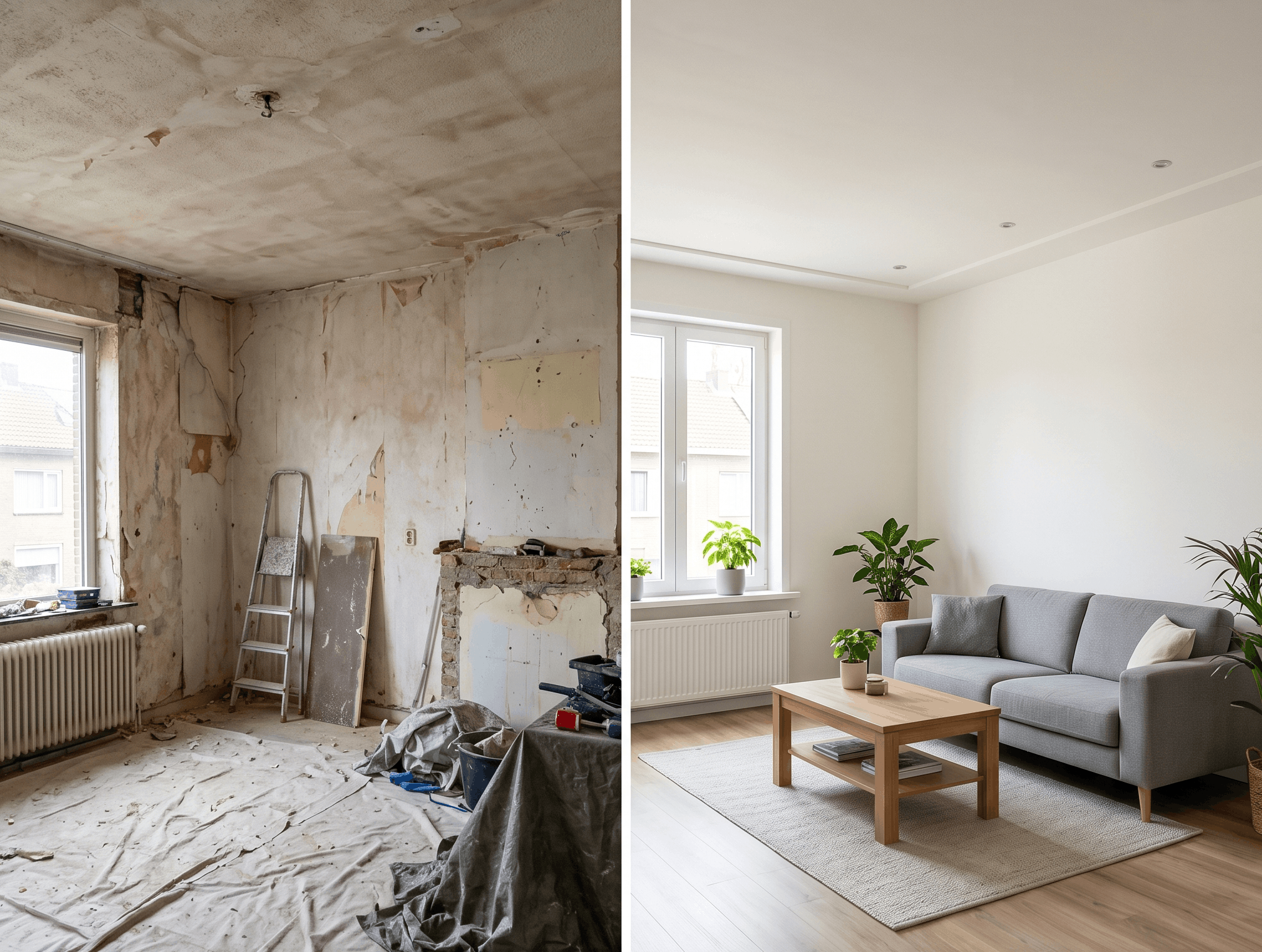 Woonkamer glad stucwerk