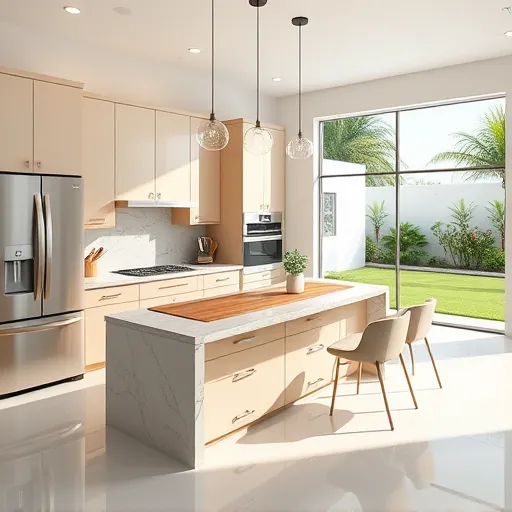 Renovated kitchen in Greenacres with modern cabinetry, granite countertops, stainless appliances, and natural light.