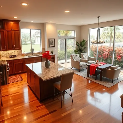Elegant kitchen remodel in Port St. Lucie showcasing modern appliances, granite countertops, and rich cabinetry.