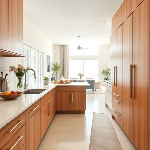 Recently installed custom wooden kitchen cabinets in Port St. Lucie FL featuring polished finishes, natural wood grain, and elegant hardware