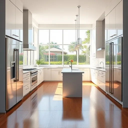 Recently remodeled Palm Beach Shores kitchen with neutral cabinetry, stainless steel appliances, and elegant quartz countertops.