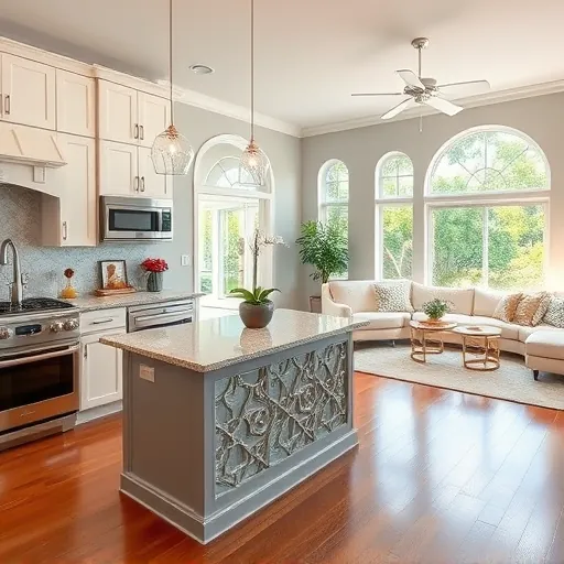 Stuart FL home remodeling showcasing a stylish kitchen, open concept living area, elegant décor, and natural light.