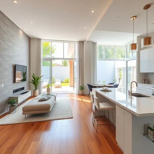 Modern home interior in Port St. Lucie with bright living room, sleek kitchen, and luxurious bathroom amid landscaped yard.