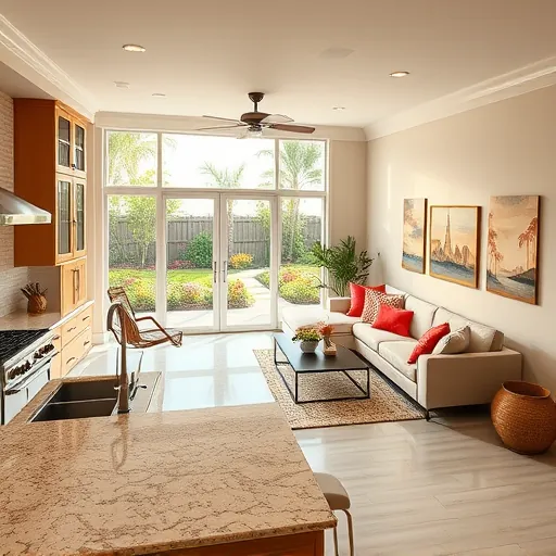 Modern remodeled home in Indiantown FL with open-concept kitchen, sleek countertops, and contemporary living space.