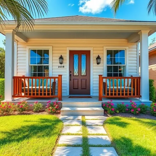 Charming Lakewood Park home remodel with inviting colors, elegant porch, landscaped lawn, and stylish front door.