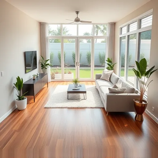 Recently renovated modern living room in Port St. Lucie with polished hardwood, stylish furnishings, and natural light.