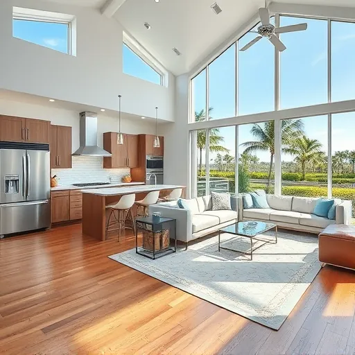 Beautifully remodeled living space in Briny Breezes, FL, featuring modern design, elegant furnishings, and coastal decor.