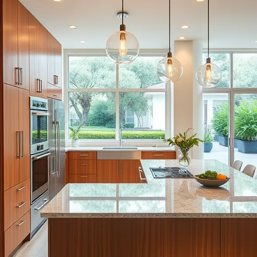 Recently remodeled kitchen in Lake Park FL featuring modern cabinetry, stainless steel appliances, and a granite island.