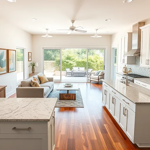 Spacious open-concept living area in Stuart, FL, featuring a modern kitchen and cozy seating with natural light.