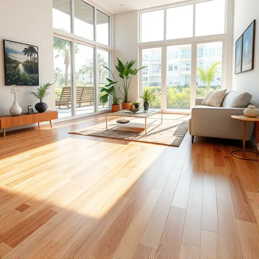 Premium hardwood flooring installation in Port St. Lucie FL with polished natural wood grains in a stylish modern living space