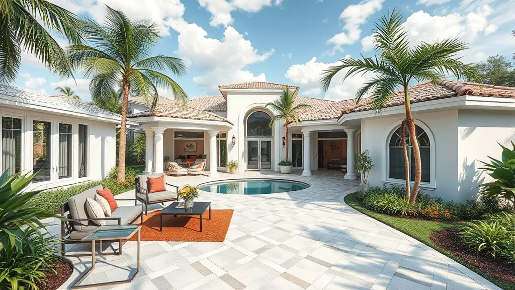Home Remodeling in Palm Beach Gardens, FL showcasing modern kitchen and living room designs.