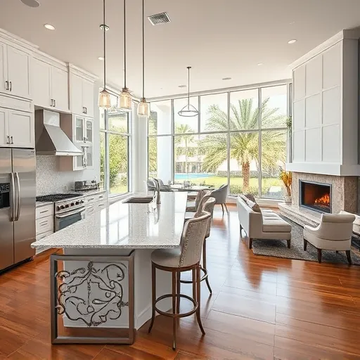 Modern Palm City kitchen with white cabinetry, granite counters, stainless steel appliances, and inviting decor.