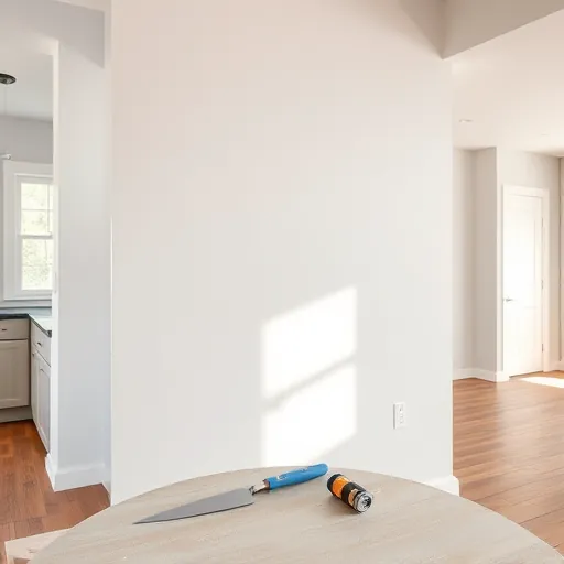 Perfectly finished drywall in a clean, well-lit residential room with tools and modern decor in Port St Lucie Florida