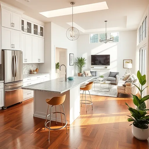 Stunning Stuart FL kitchen remodel featuring sleek cabinetry, granite countertops, modern appliances, and warm hardwood floors.